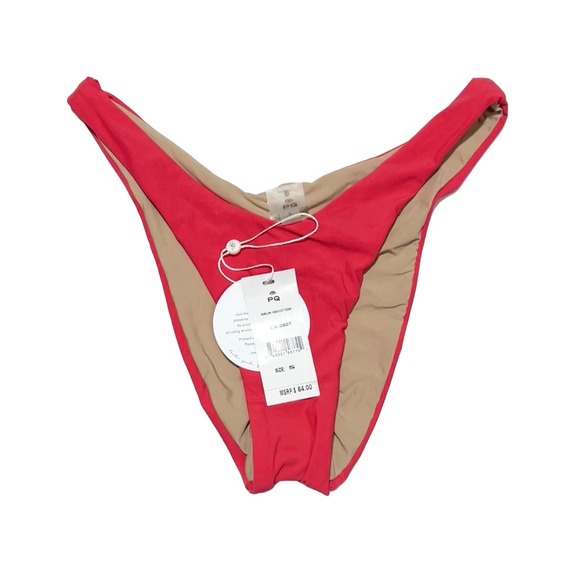PQ Swim AVALON High Leg Bikini Bottom Red Size S NWT - Picture 2 of 6